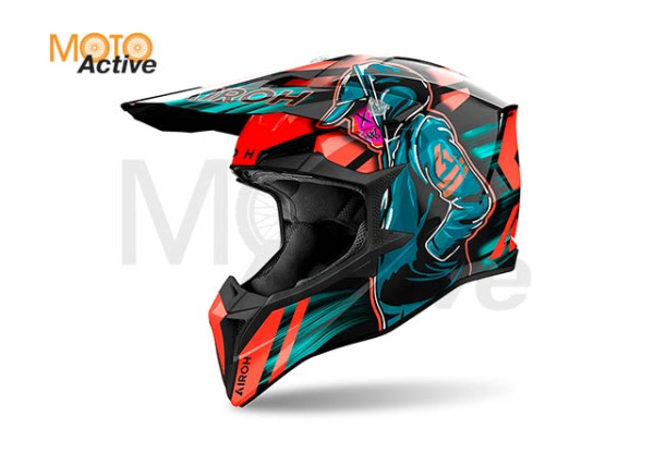 Кроссовый шлем Airoh Wraaap Cyber Orange Gloss